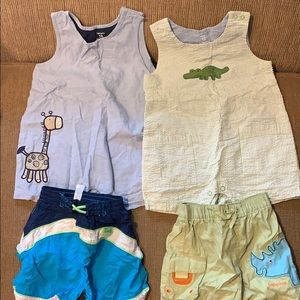 Boys clothing. 18M. overall & bathing suits bundle